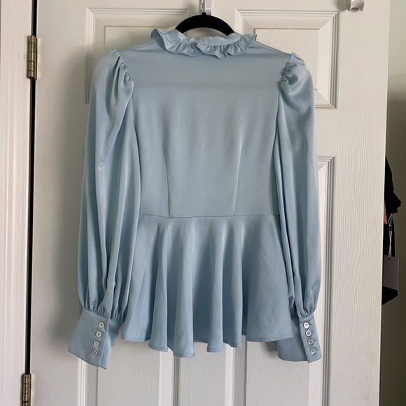AlexaChung Blue Satin Peplum Blouse - Picture 4 of 6